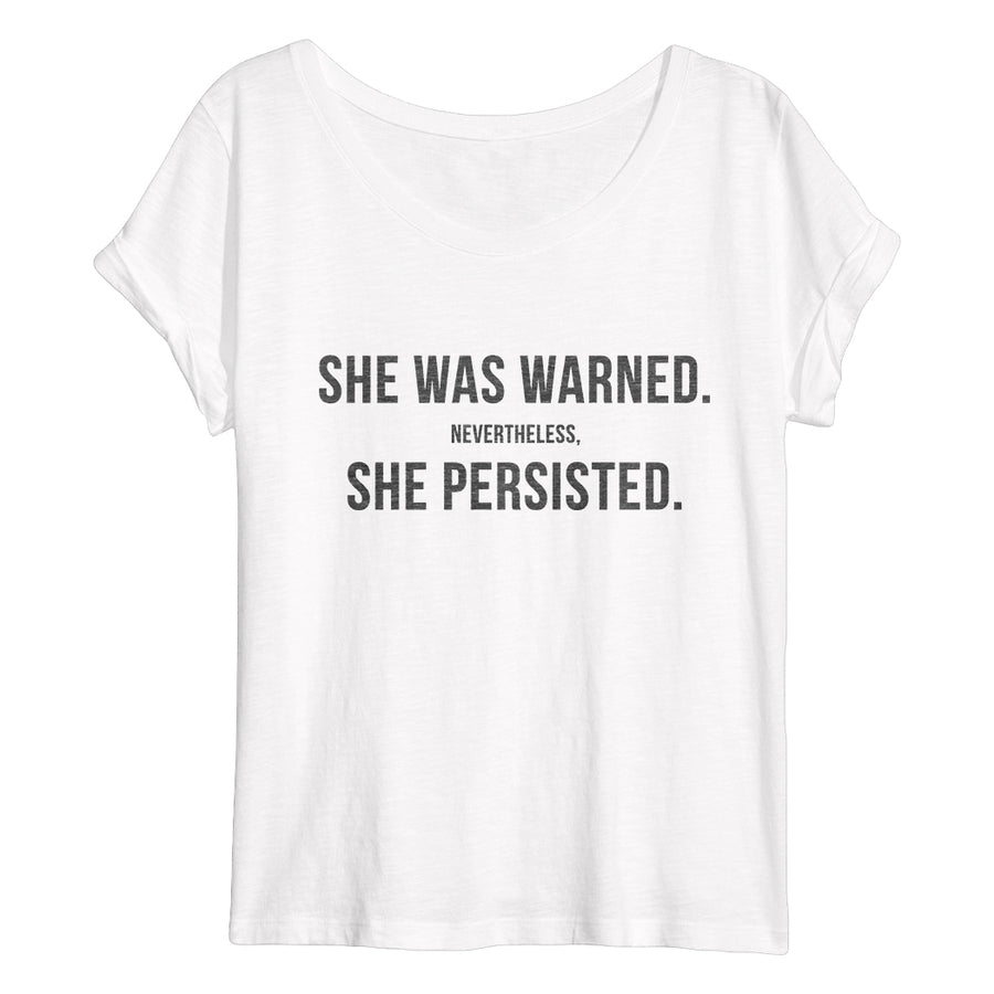 SHE PERSISTED Flowy Women's T-Shirt (Black Slub)